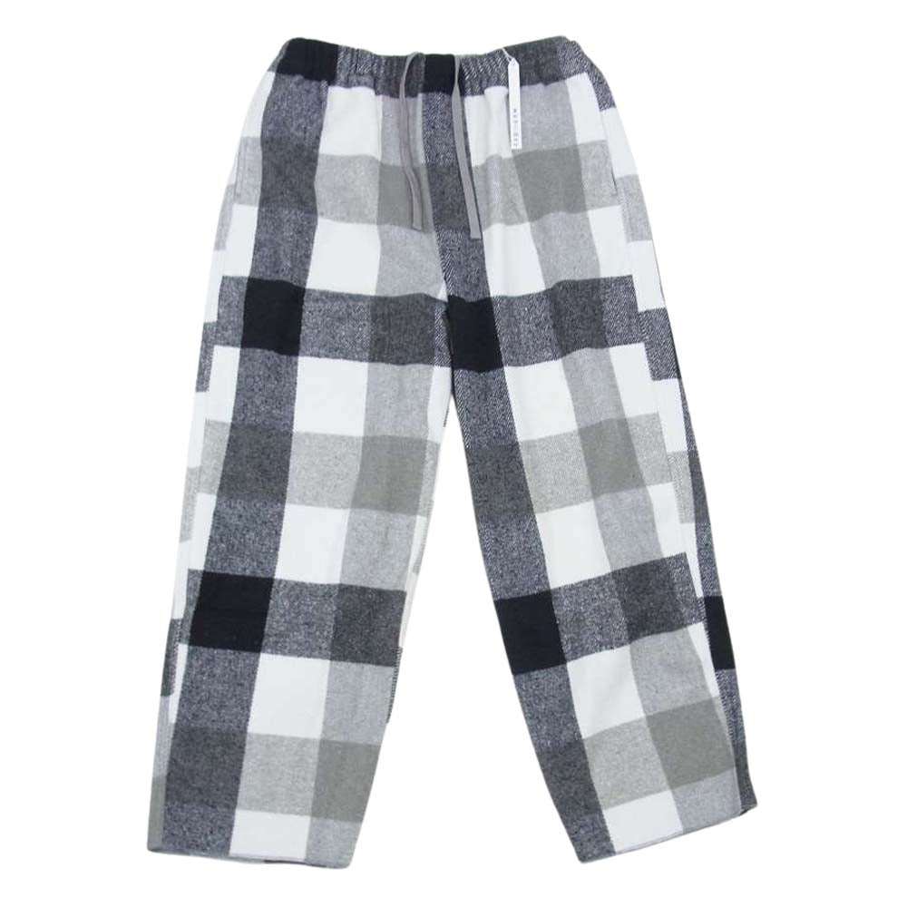 ウェンズデイ wzd-S4-3014 RELAX EASY BLOCK CHECK WOOL PANTS リラックス イージー ブロック チェック ウール パンツ ブラック系 L【美品】【中古】