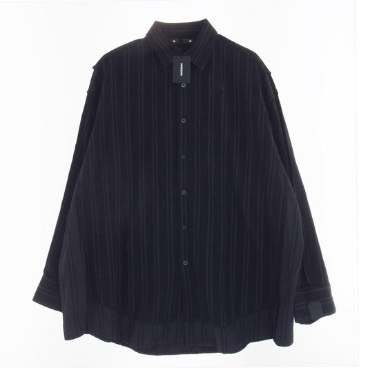 MINEDENIM マインデニム MND-NHW003-96-382 N.HOOLYWOOD  BD.Discharge Stripe NHW SH エヌハリウッド ストライプ シャツ ブラック系 グレー系 38【極上美品】【中古】