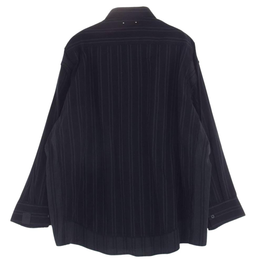 MINEDENIM マインデニム MND-NHW003-96-382 N.HOOLYWOOD  BD.Discharge Stripe NHW SH エヌハリウッド ストライプ シャツ ブラック系 グレー系 38【極上美品】【中古】