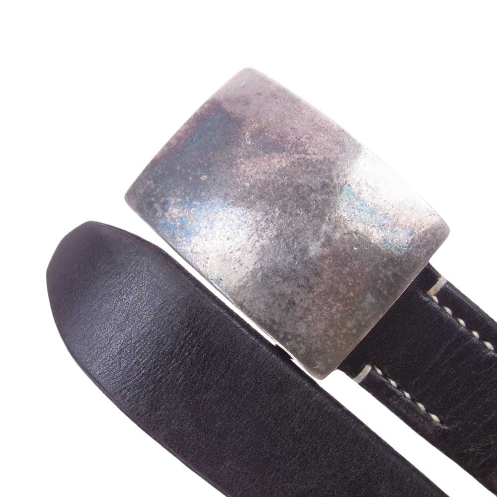 THE FLAT HEAD ザフラットヘッド ヘビー サドル レザー ピンバックル ベルト ブラック系 28インチ【中古】