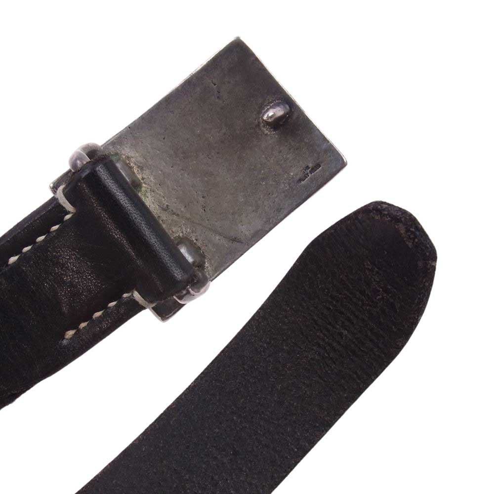 THE FLAT HEAD ザフラットヘッド ヘビー サドル レザー ピンバックル ベルト ブラック系 28インチ【中古】