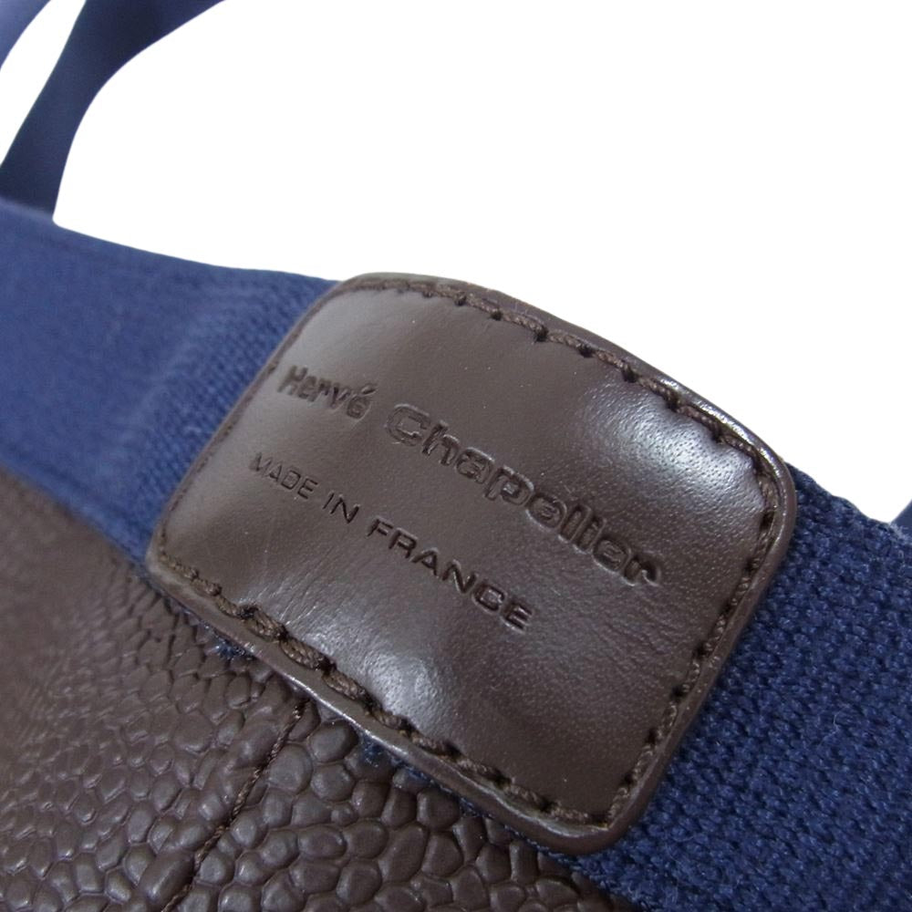 Herve Chapelier エルベ・シャプリエ 707GP リュクス 舟形 舟型トート ハンド バッグ レザー キャンバス切替 ブラウン系【中古】