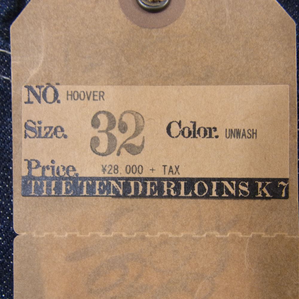 TENDERLOIN テンダーロイン T-HOOVER バックストラップ付 デニム パンツ インディゴブルー系 32【美品】【中古】