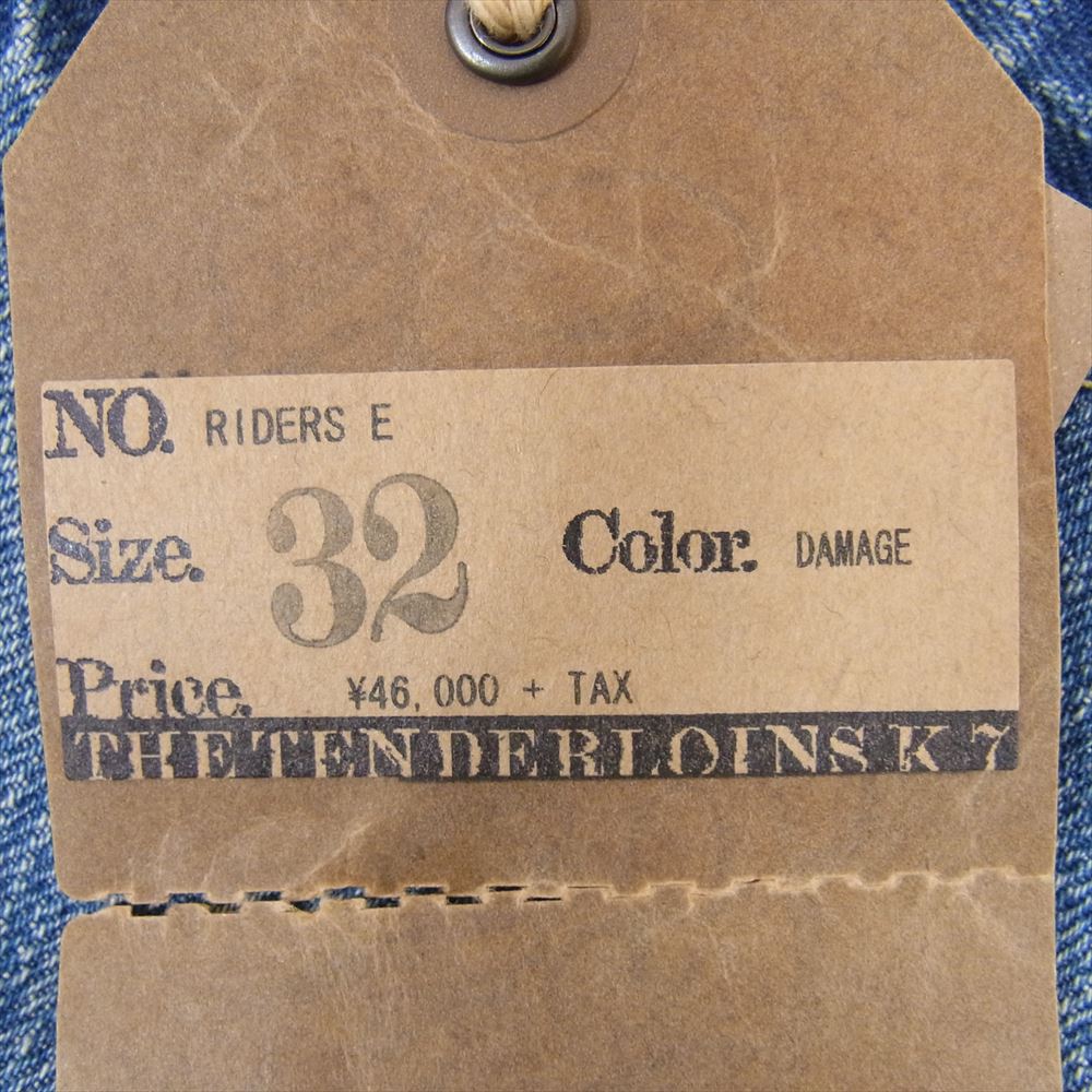 TENDERLOIN テンダーロイン RIDERS E DAMAGE ダメージ加工 シンチバック付 デニム パンツ インディゴブルー系 32【中古】