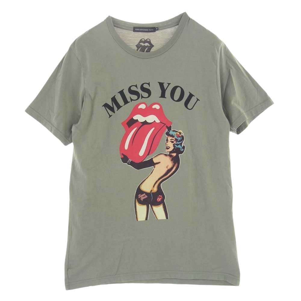 HYSTERIC GLAMOUR ヒステリックグラマー 06183CT09 XXX トリプルエックス THE ROLLING STONES MISS YOU ローリングストーンズ プリント Tシャツ カーキ系 M【中古】