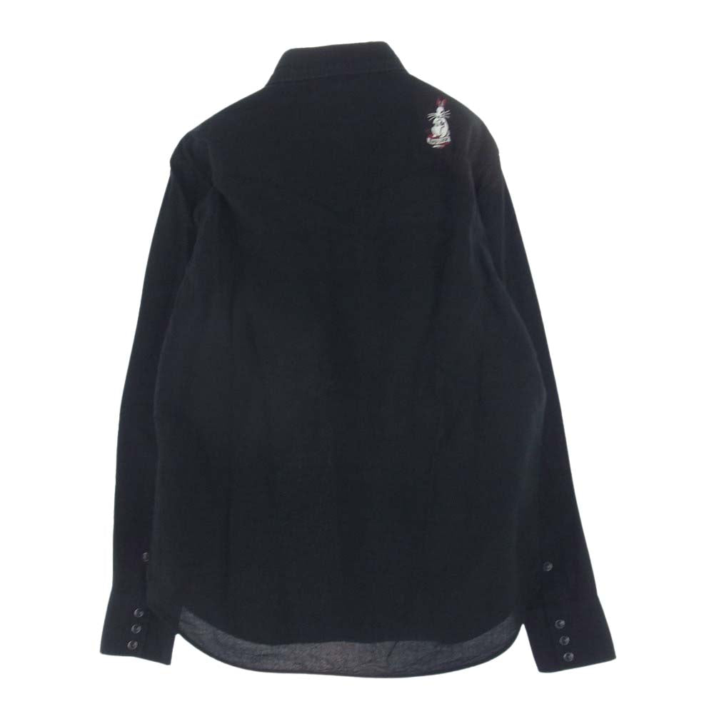 HYSTERIC GLAMOUR ヒステリックグラマー 02171AH15 × 野口強 RABBIT LUCK 刺? ウエスタンシャツ ブラック系 S【中古】
