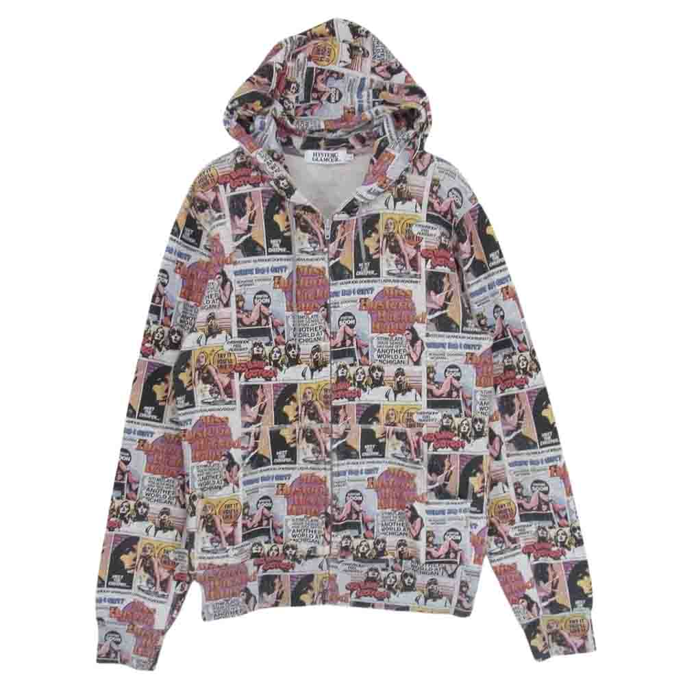 HYSTERIC GLAMOUR ヒステリックグラマー 0213CF06 コミック柄 総柄 ジップ パーカー マルチカラー系 S【中古】