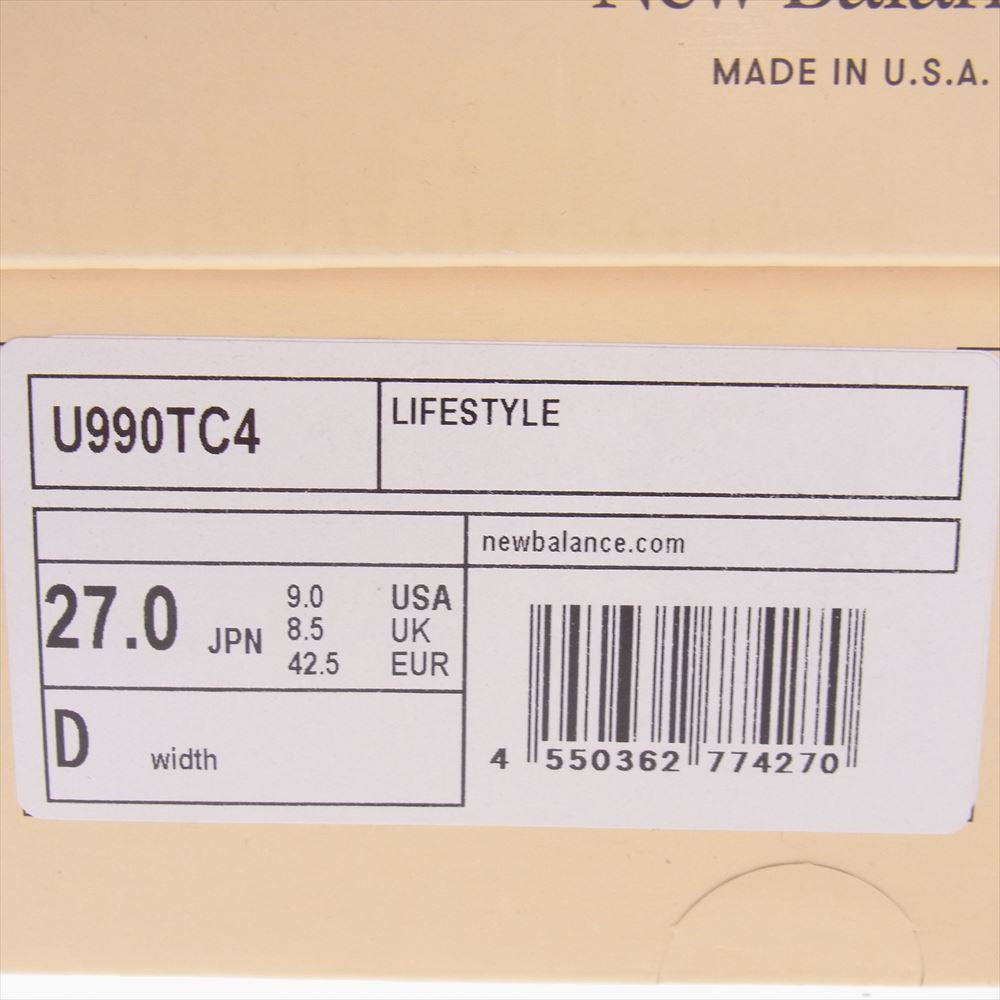 NEW BALANCE ニューバランス U990TC4 990V4 White Green White Green スニーカー ホワイト グリーン ホワイト系 27cm【新古品】【未使用】【中古】