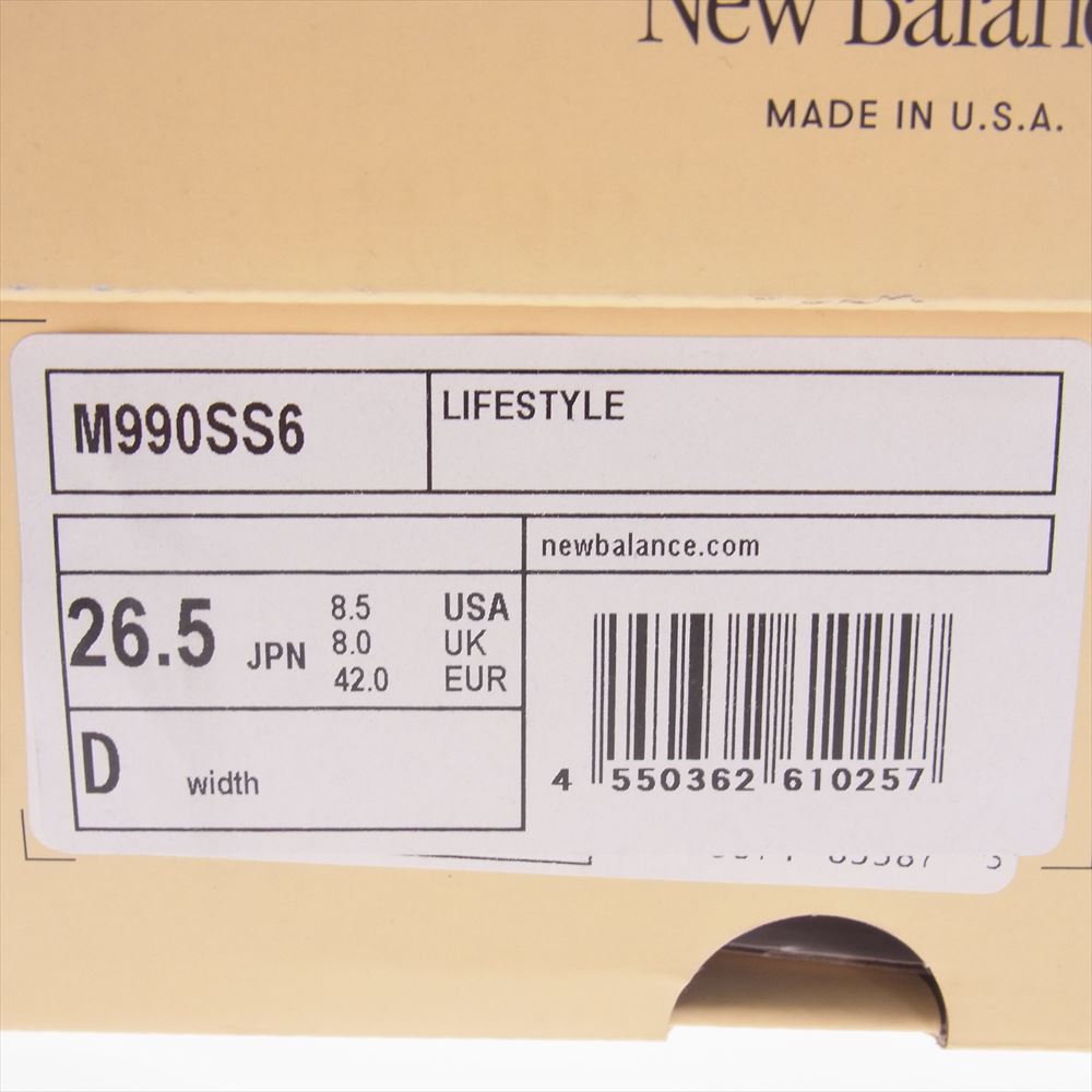 NEW BALANCE ニューバランス M990SS6 USA製 990v6 Beige スエード メッシュ スニーカー ベージュ ベージュ系 26.5cm【新古品】【未使用】【中古】