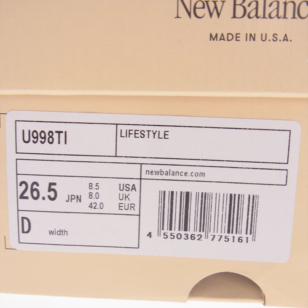 NEW BALANCE ニューバランス U998TI Teddy Santis テディサンティス USA製 998 オフホワイト ランニング シューズ スニーカー ホワイト系 オフホワイト系 26.5cm【新古品】【未使用】【中古】