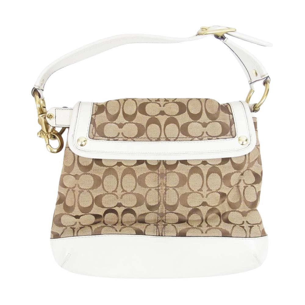 COACH コーチ K0668-10338 フラップ シグネチャー ワンショルダーバッグ ホワイト系【中古】