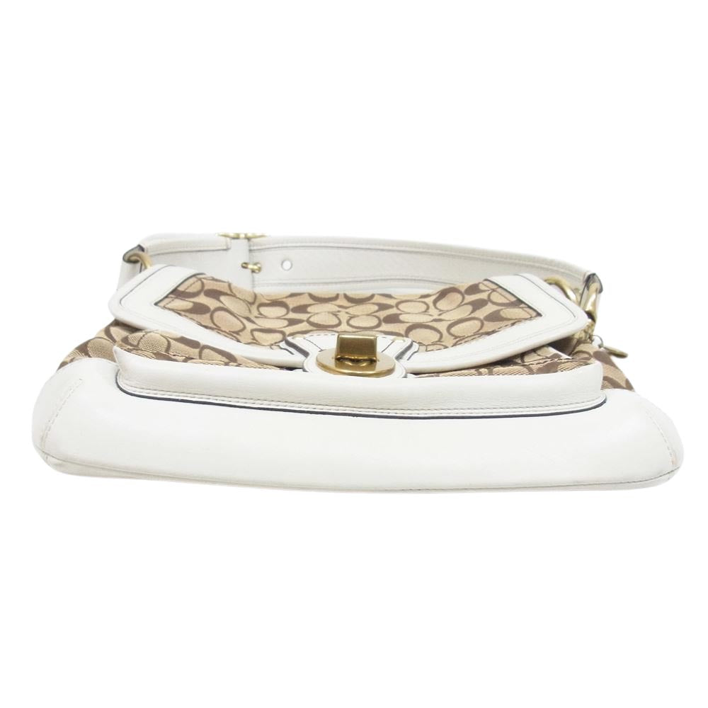 COACH コーチ K0668-10338 フラップ シグネチャー ワンショルダーバッグ ホワイト系【中古】