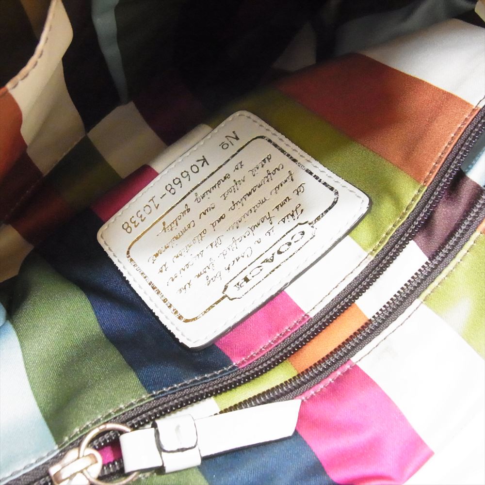 COACH コーチ K0668-10338 フラップ シグネチャー ワンショルダーバッグ ホワイト系【中古】