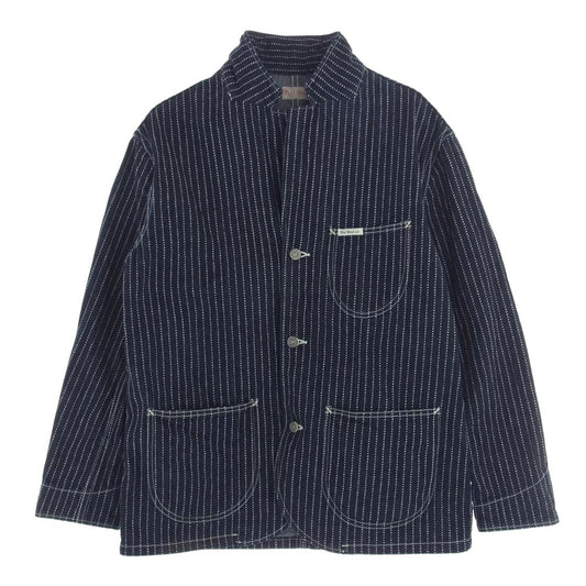 THE FLAT HEAD ザフラットヘッド ウォバッシュ ストライプ ワーク ジャケット ネイビー系 L【中古】