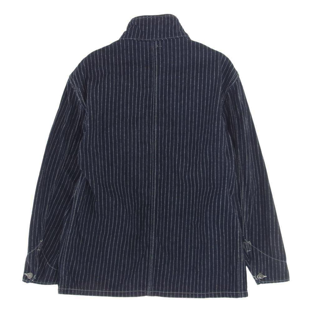 THE FLAT HEAD ザフラットヘッド ウォバッシュ ストライプ ワーク ジャケット ネイビー系 L【中古】