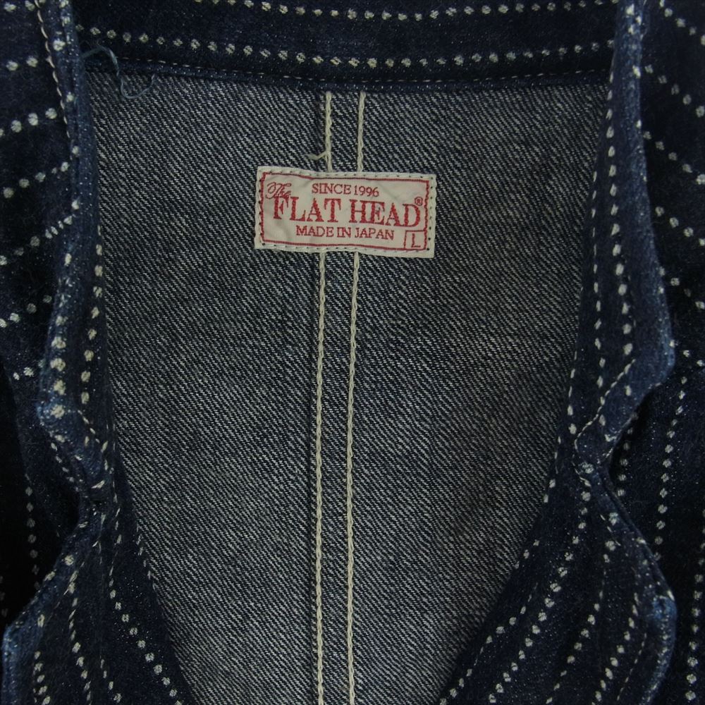 THE FLAT HEAD ザフラットヘッド ウォバッシュ ストライプ ワーク ジャケット ネイビー系 L【中古】