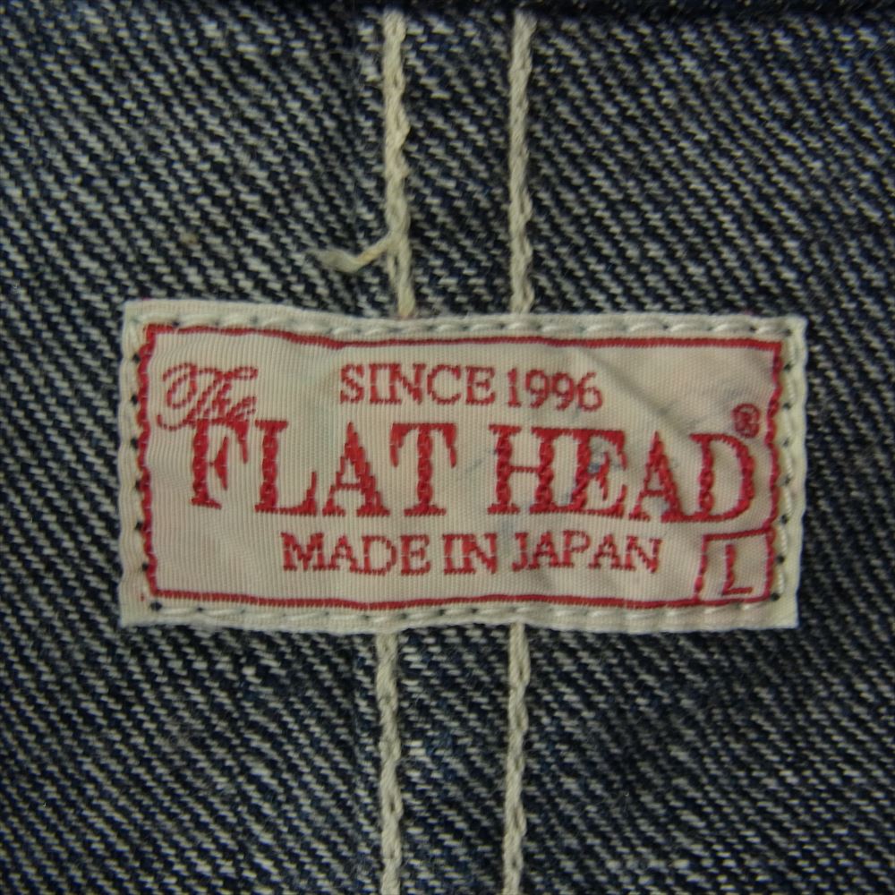 THE FLAT HEAD ザフラットヘッド ウォバッシュ ストライプ ワーク ジャケット ネイビー系 L【中古】