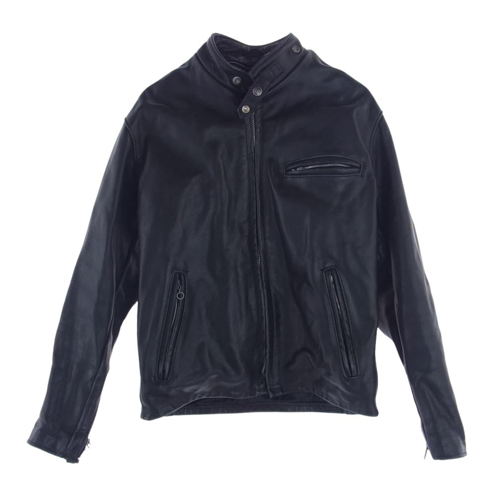 schott ショット 641 スタンドカラー シングル レザー ライダース ジャケット ブラック系 40【中古】
