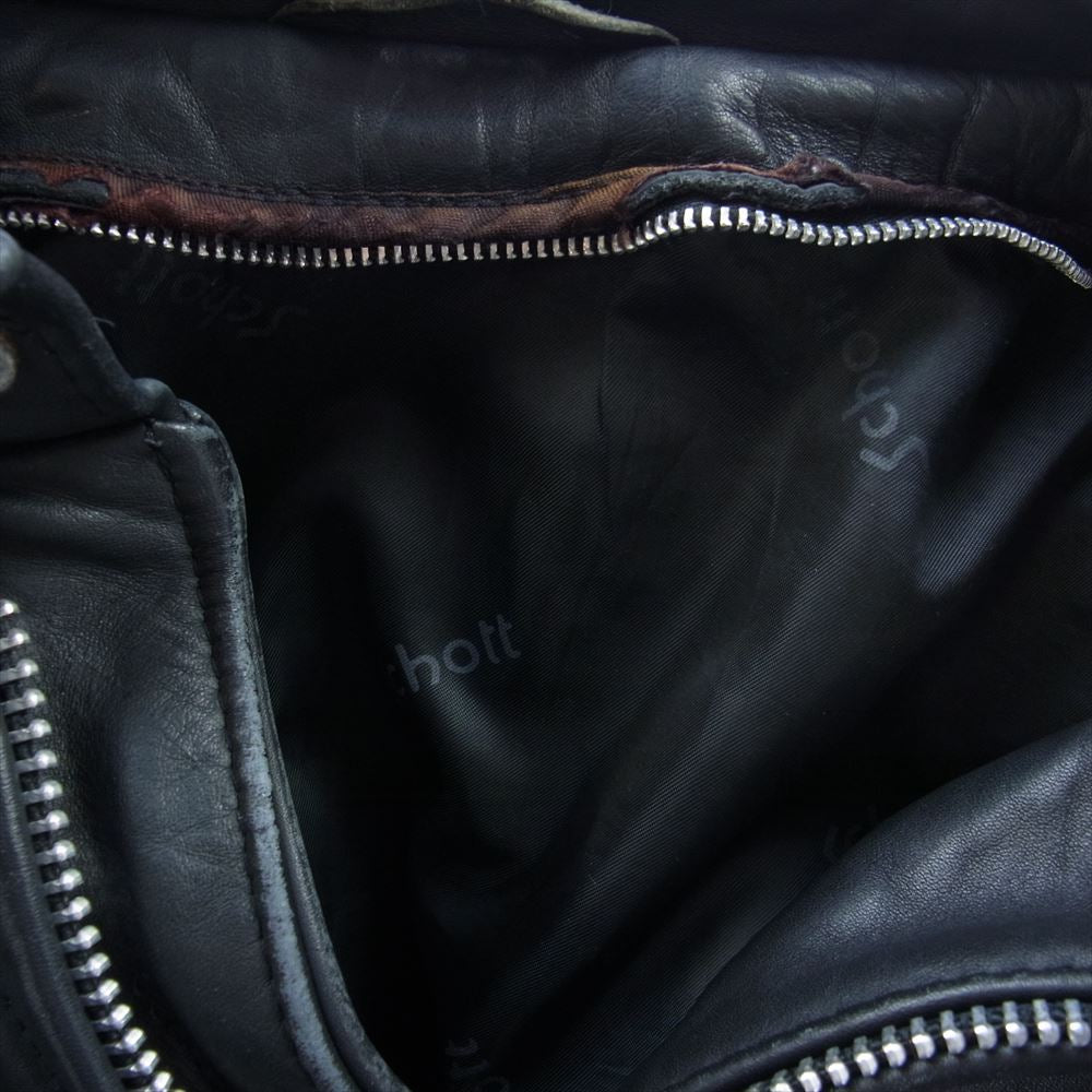 schott ショット 641 スタンドカラー シングル レザー ライダース ジャケット ブラック系 40【中古】