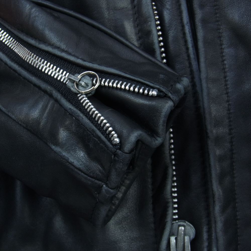 schott ショット 641 スタンドカラー シングル レザー ライダース ジャケット ブラック系 40【中古】