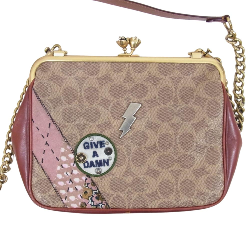 COACH コーチ M1780-31069 キースへリング コーティングキャンバス レザー ショルダー バッグ ブラウン系【中古】
