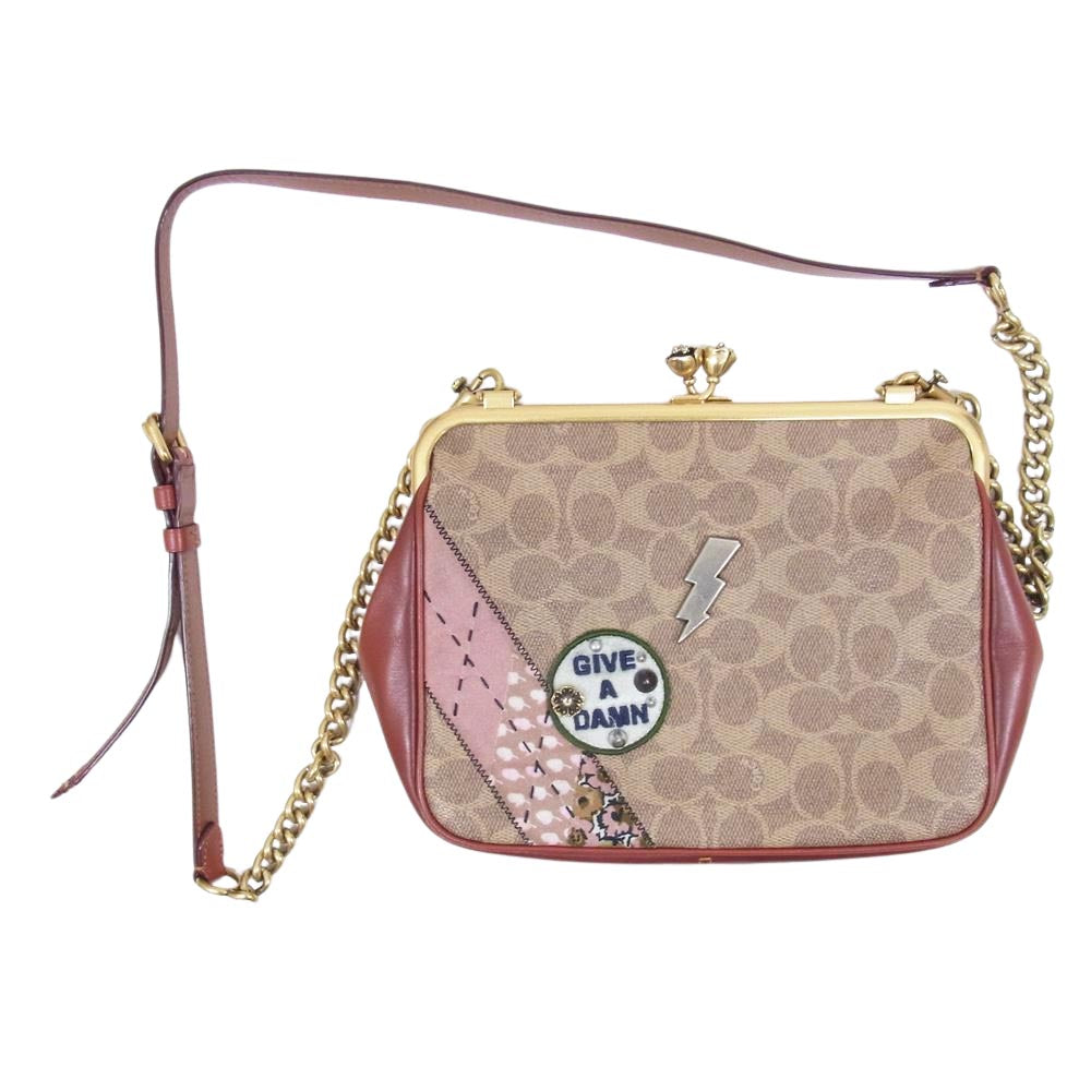 COACH コーチ M1780-31069 キースへリング コーティングキャンバス レザー ショルダー バッグ ブラウン系【中古】