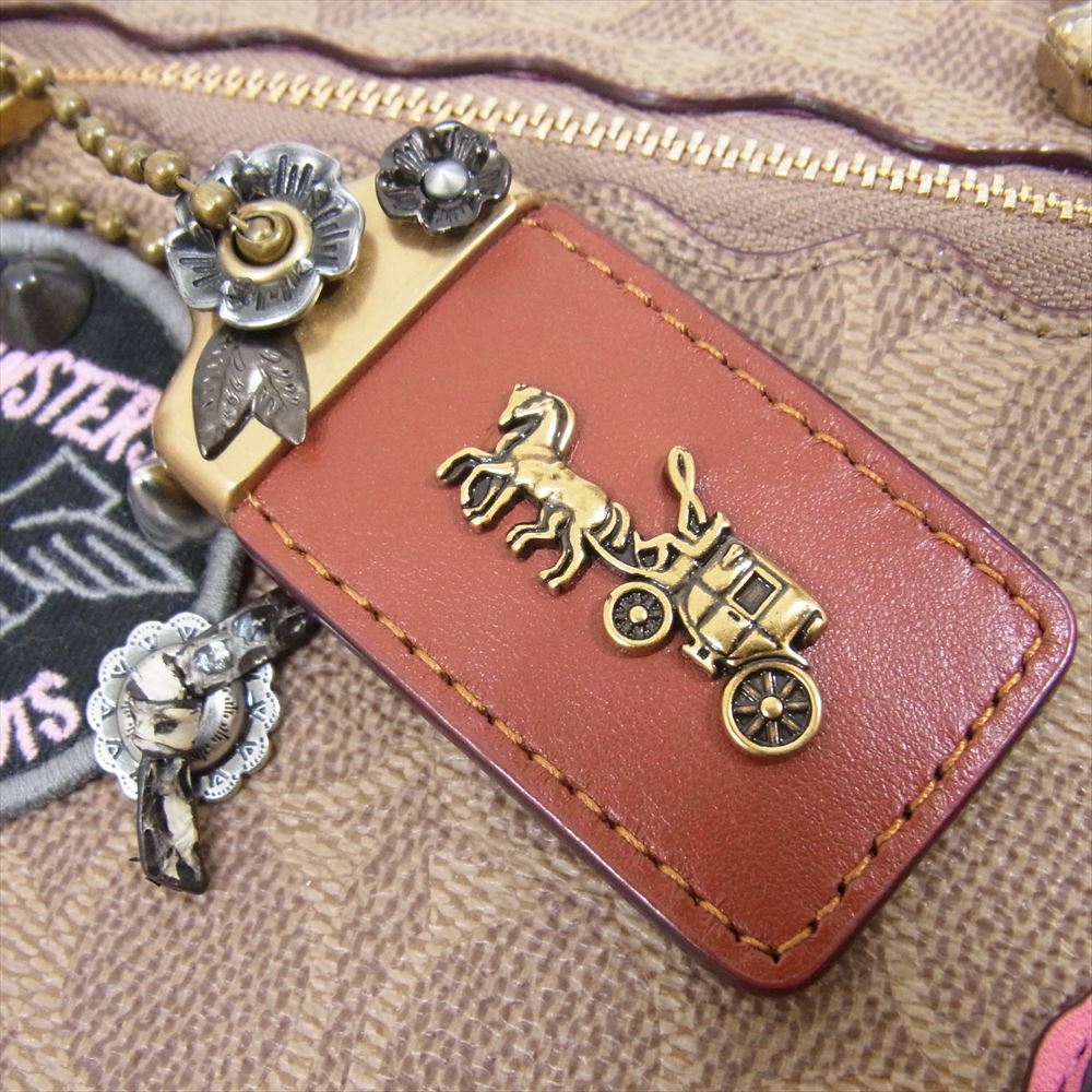 COACH コーチ M1780-31069 キースへリング コーティングキャンバス レザー ショルダー バッグ ブラウン系【中古】
