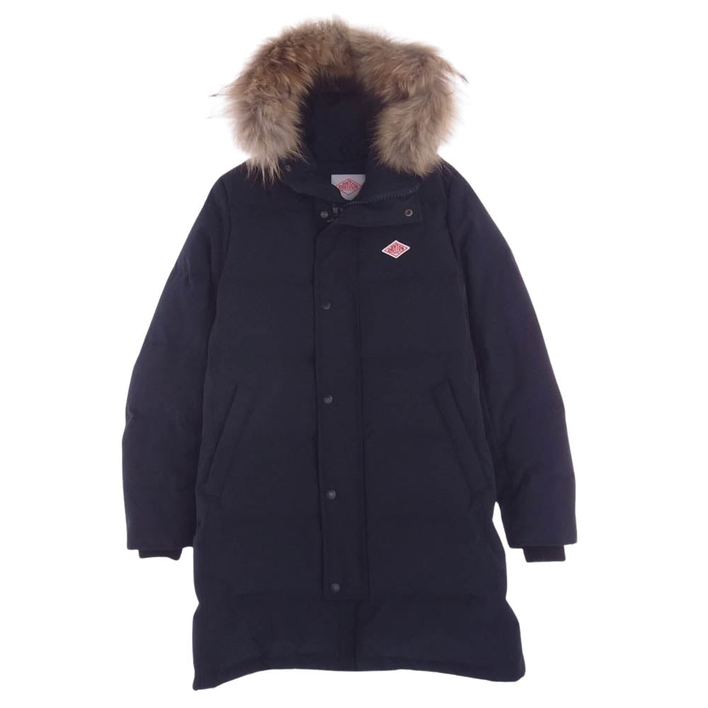 Danton ダントン JD-8744 LAS DOWN LONG コート チャイニーズラクーンファー ロング ダウン コート ネイビー系 36【美品】【中古】