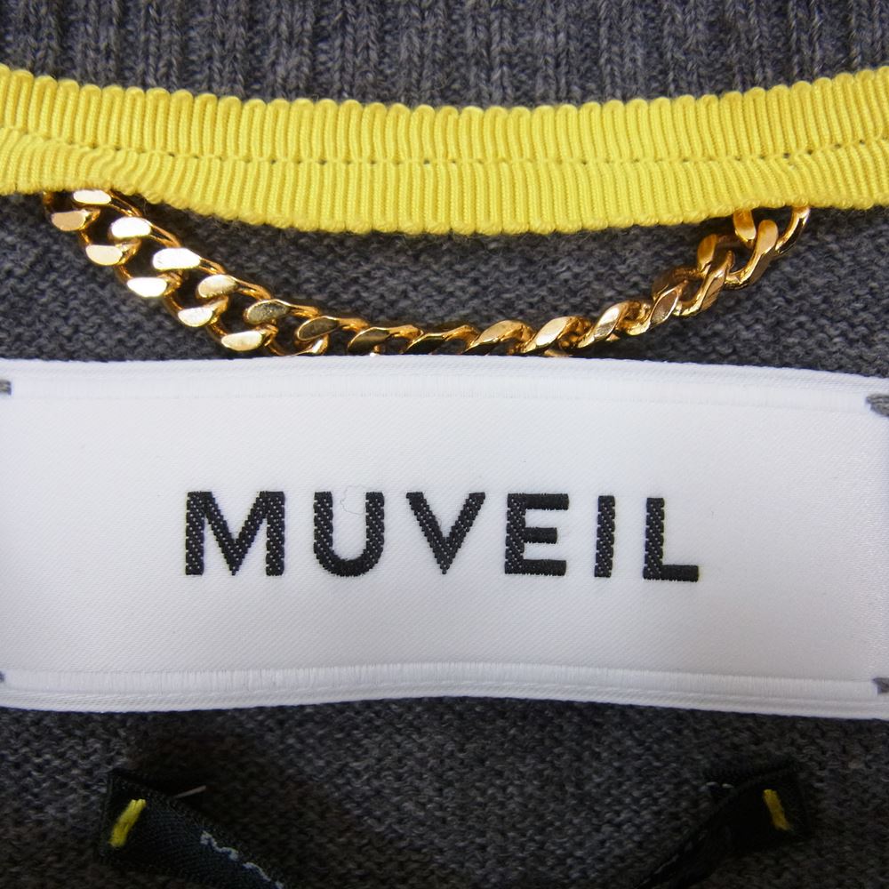 MUVEIL ミュベール ブローチ付 カーディガン グレー系 38【中古】