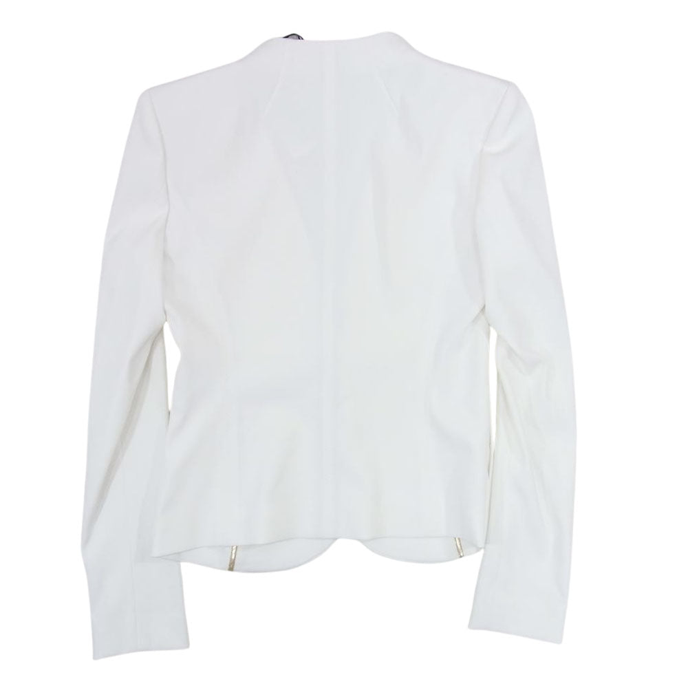 ベイジ ノーカラージャケット パンツ セットアップ スーツ ホワイト系 2【極上美品】【中古】