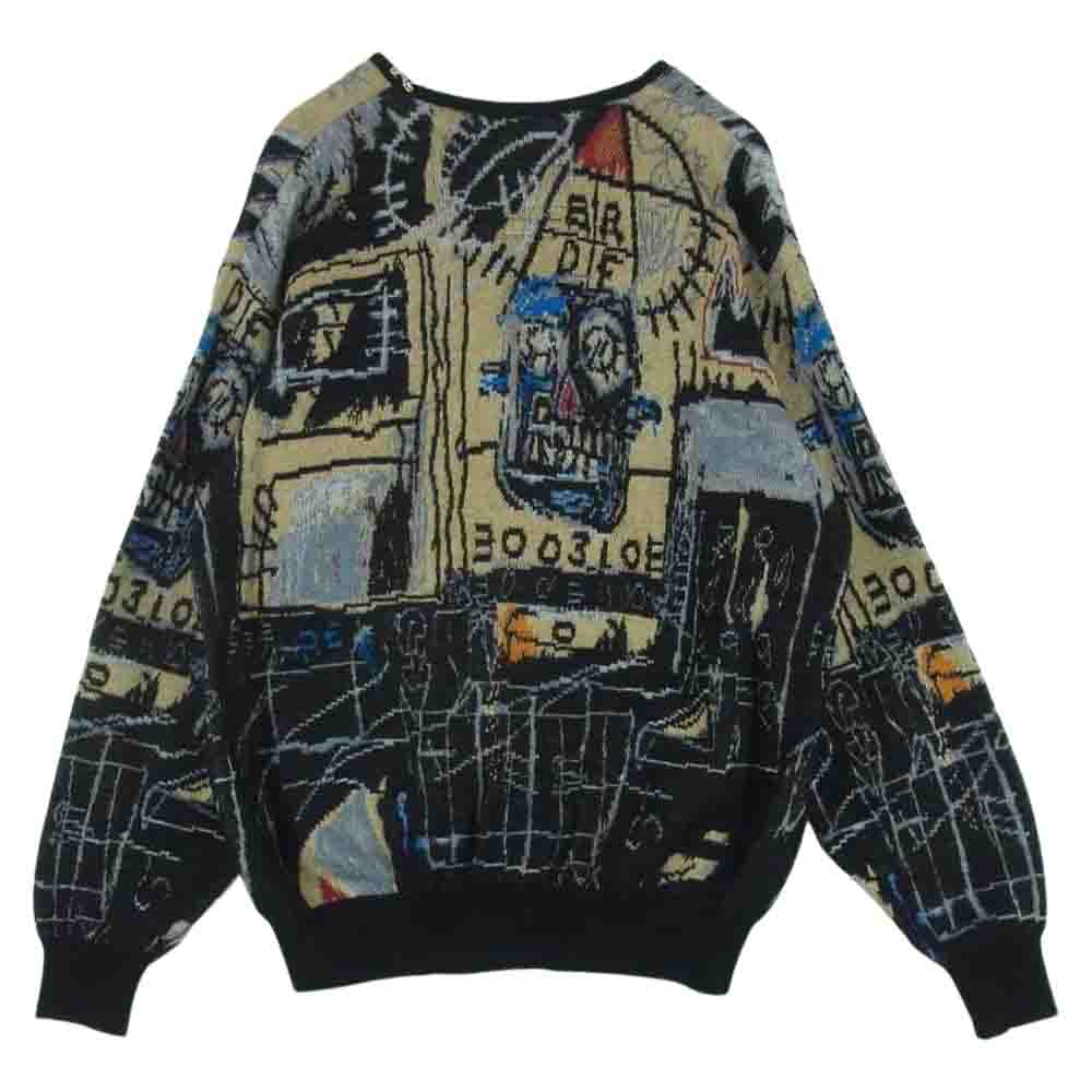 WACKO MARIA ワコマリア BASQUIAT-WM-KN04 JEAN-MICHEL BASQUIAT MOHAIR KNIT JACQUARD CARDIGAN TYPE-1 バスキア モヘア ニット ジャガード カーディガン ブラック系 ベージュ系 S【極上美品】【中古】