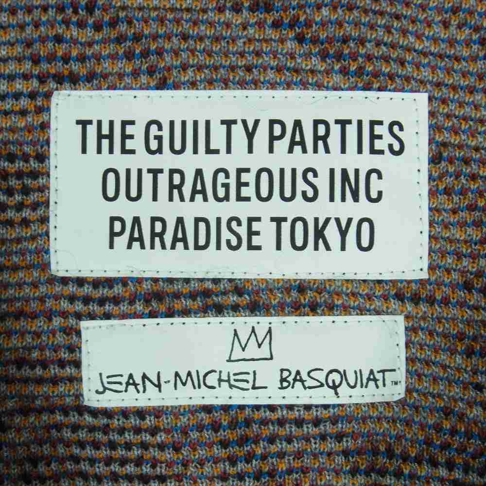 WACKO MARIA ワコマリア BASQUIAT-WM-KN04 JEAN-MICHEL BASQUIAT MOHAIR KNIT JACQUARD CARDIGAN TYPE-1 バスキア モヘア ニット ジャガード カーディガン ブラック系 ベージュ系 S【極上美品】【中古】