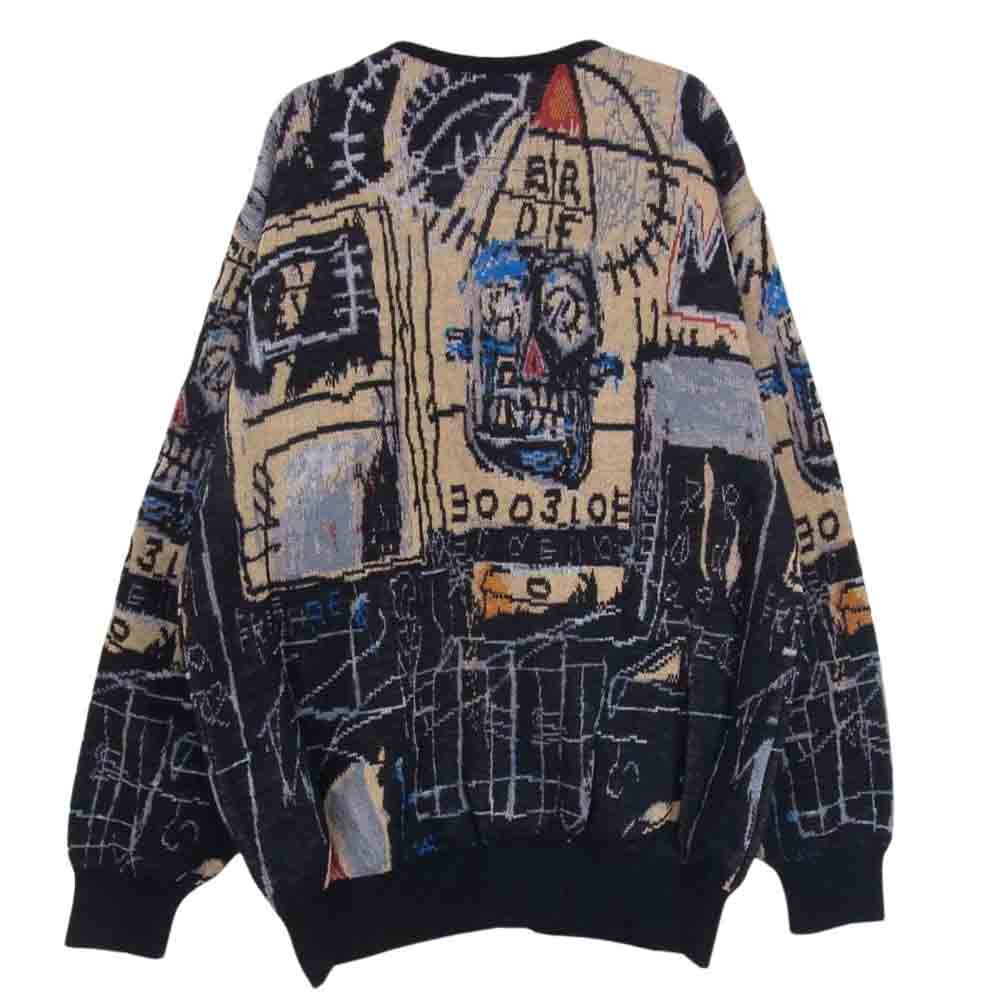 WACKO MARIA ワコマリア BASQUIAT-WM-KN04 JEAN-MICHEL BASQUIAT MOHAIR KNIT JACQUARD CARDIGAN TYPE-1 バスキア モヘアニットジャガードカーディガン Mサイズ ブラック系 M【極上美品】【中古】