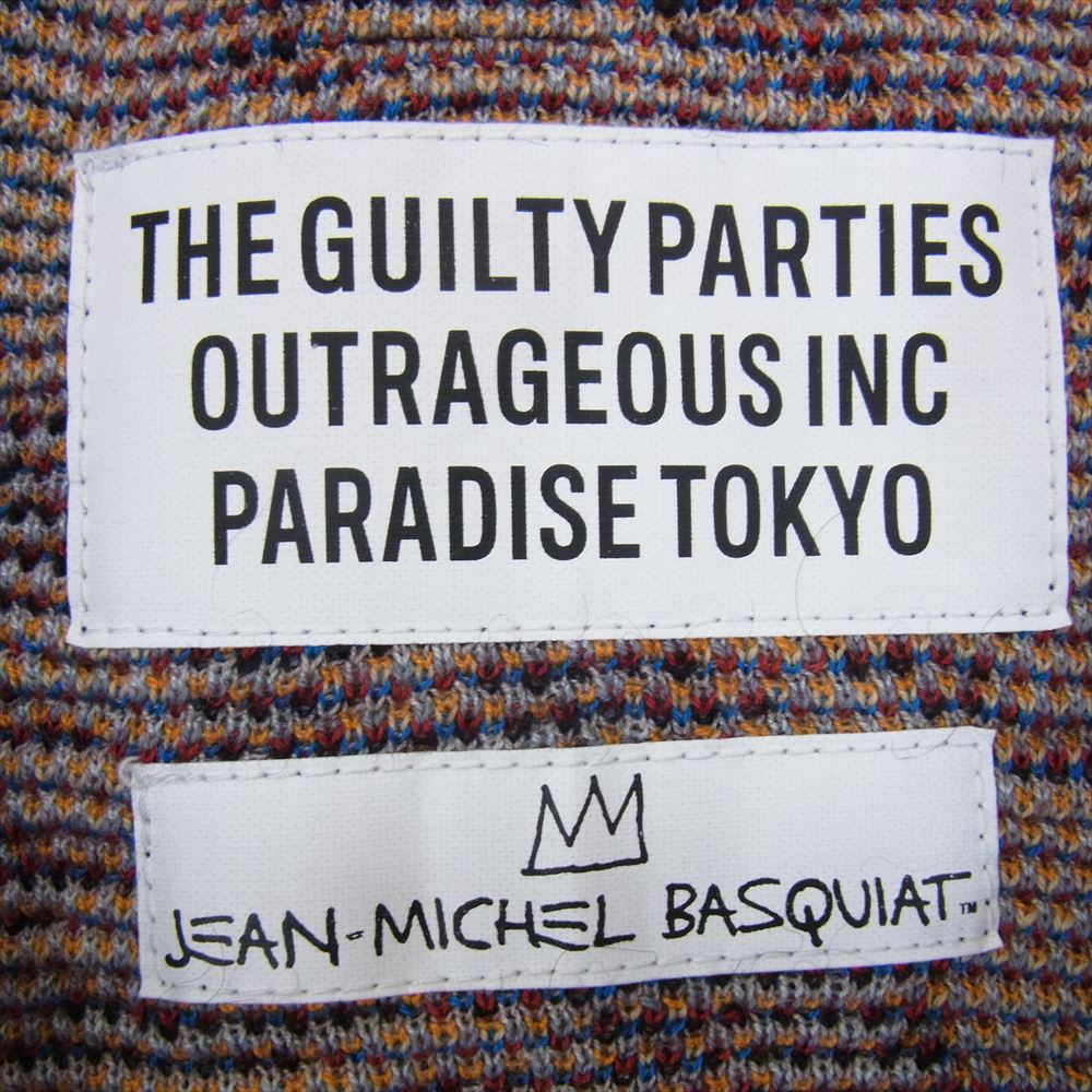 WACKO MARIA ワコマリア BASQUIAT-WM-KN04 JEAN-MICHEL BASQUIAT MOHAIR KNIT JACQUARD CARDIGAN TYPE-1 バスキア モヘアニットジャガードカーディガン Mサイズ ブラック系 M【極上美品】【中古】