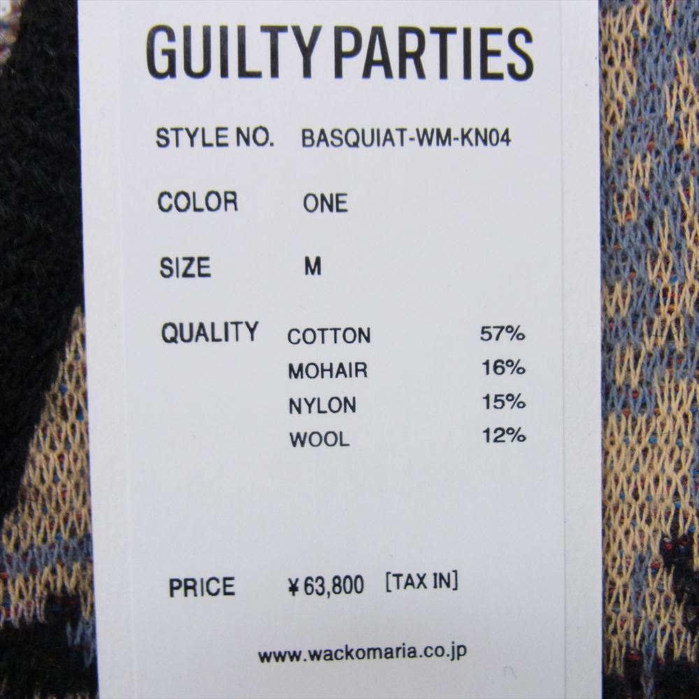 WACKO MARIA ワコマリア BASQUIAT-WM-KN04 JEAN-MICHEL BASQUIAT MOHAIR KNIT JACQUARD CARDIGAN TYPE-1 バスキア モヘアニットジャガードカーディガン Mサイズ ブラック系 M【極上美品】【中古】