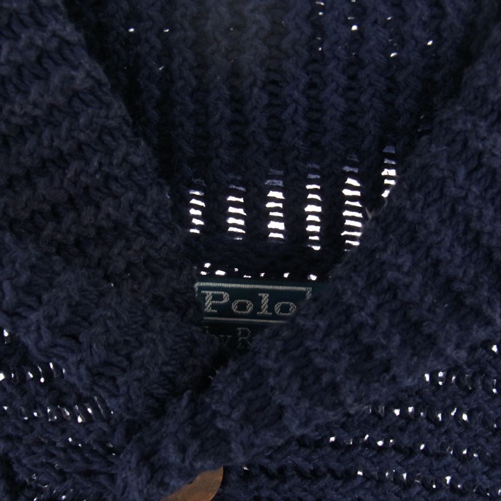 POLO RALPH LAUREN ポロ・ラルフローレン フラッグ 国旗 ショールカラー プルオーバー コットンニット セーター パープル系 L【中古】