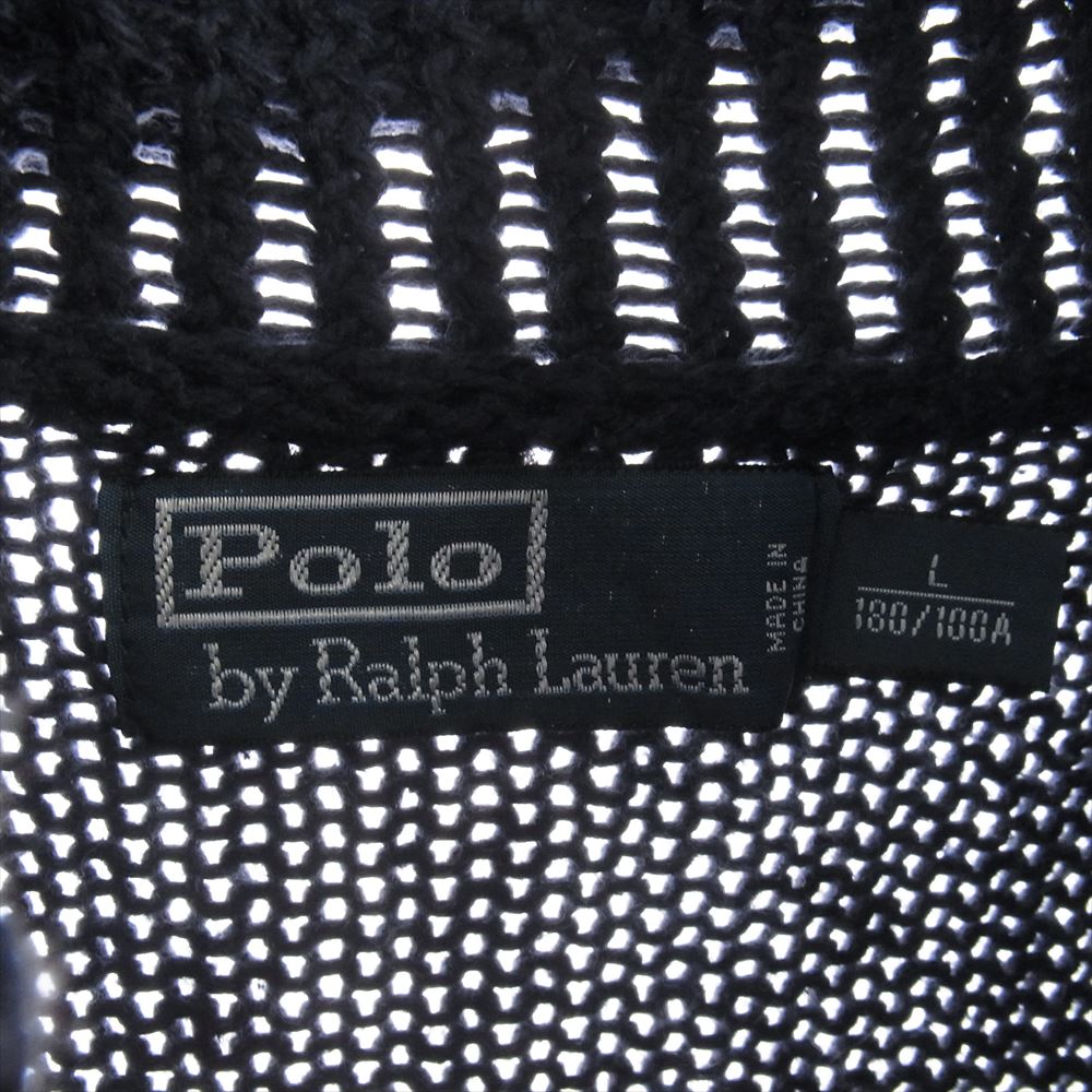 POLO RALPH LAUREN ポロ・ラルフローレン フラッグ 国旗 ショールカラー プルオーバー コットンニット セーター パープル系 L【中古】