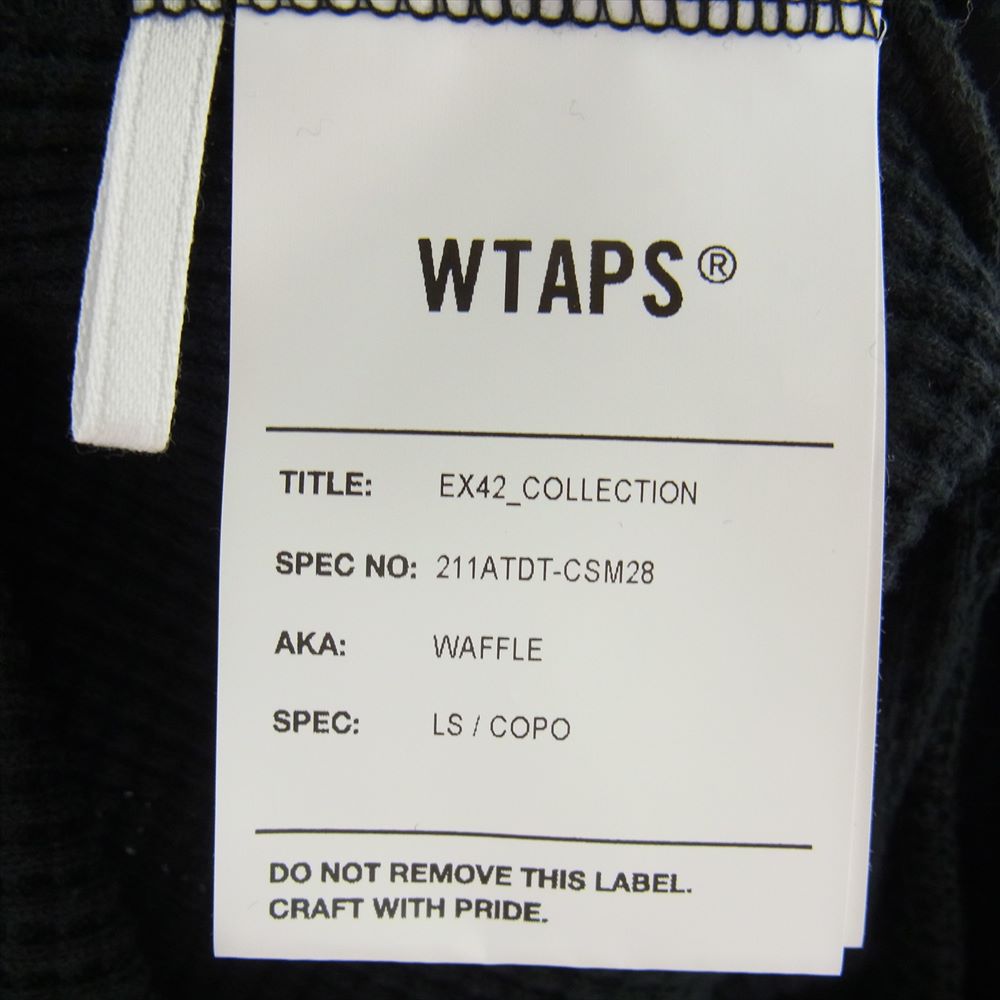 WTAPS ダブルタップス 21SS 2111ATDT-CSM28  WAFFLE LS COPO ワッフル ロゴ 長袖 Tシャツ ブラック系 X03【中古】