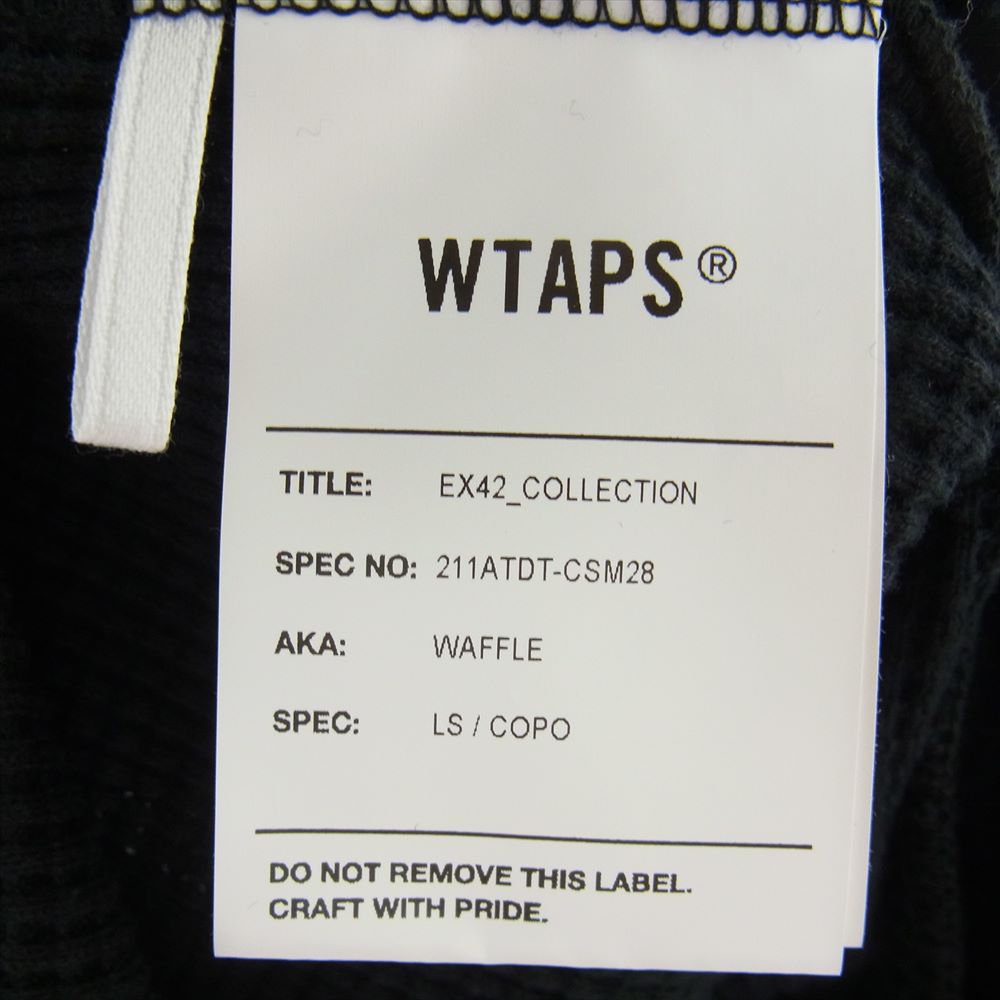 WTAPS ダブルタップス 21SS 2111ATDT-CSM28 WAFFLE LS COPO ワッフル ロゴ 長袖 Tシャツ ブラック系  X03【中古】