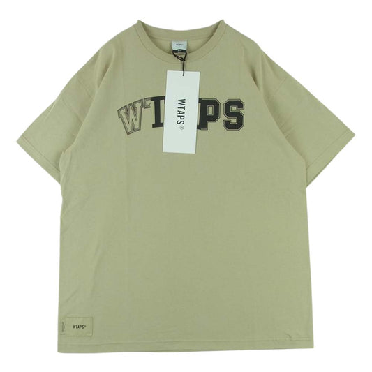 WTAPS ダブルタップス 22SS 221ATDT-STM09S RANSOM SS COTTON クルーネック ロゴ 半袖 Tシャツ ベージュ系 02【美品】【中古】