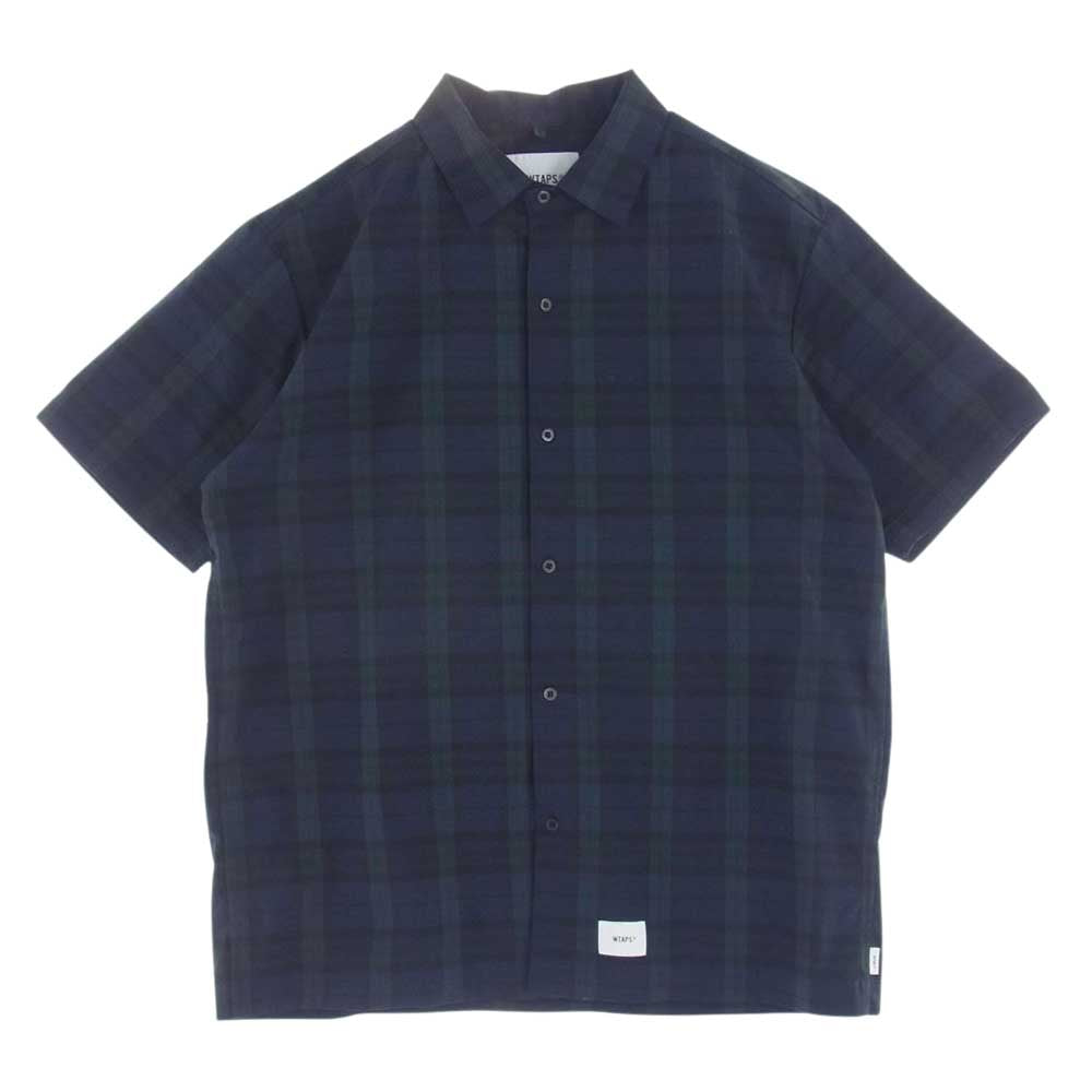WTAPS ダブルタップス 21SS 211TQDT-SHM03 UNION 01 SHIRT チェック シャツ 半袖 ネイビー系 グリーン系 ブラック系 X 03【中古】