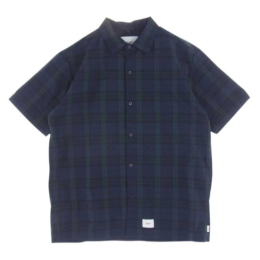 WTAPS ダブルタップス 21SS 211TQDT-SHM03 UNION 01 SHIRT チェック シャツ 半袖 ネイビー系 グリーン系 ブラック系 X 03【中古】