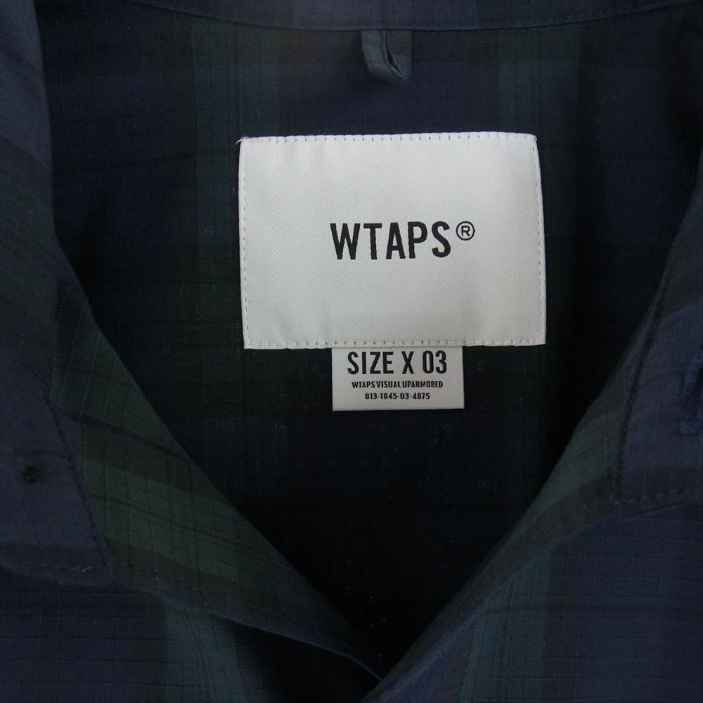 WTAPS ダブルタップス 21SS 211TQDT-SHM03 UNION 01 SHIRT チェック シャツ 半袖 ネイビー系 グリーン系 ブラック系 X 03【中古】