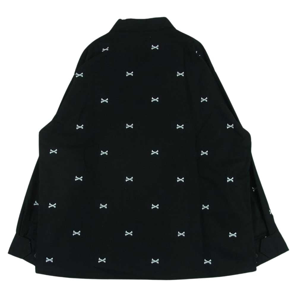 WTAPS ダブルタップス 22AW 221WVDT-SHM02 JUNGLE 01 LS ボーン 刺繍 シャツ ジャケット 日本製 ブラック系 03【美品】【中古】