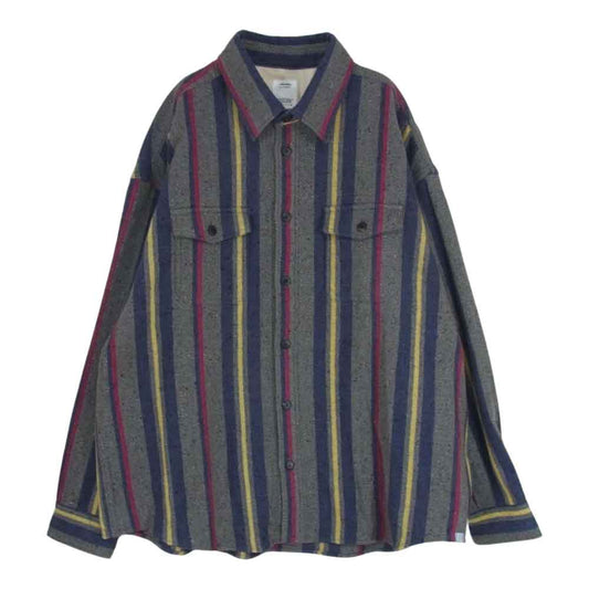 VISVIM ビズビム 0122205011007 LUMBER L/S MAYAN バーティカル ストライプ シャツ ネイビー系 4【美品】【中古】