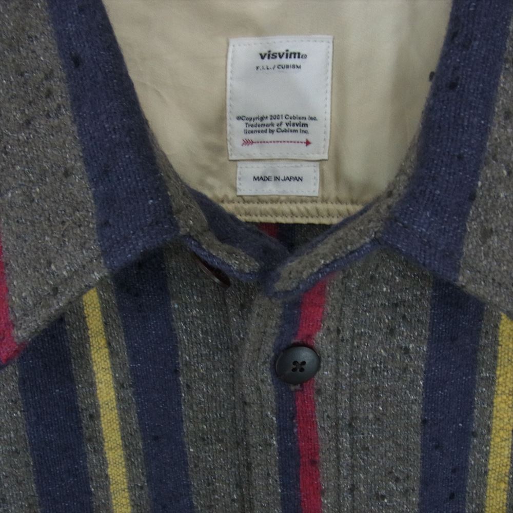 VISVIM ビズビム 0122205011007 LUMBER L/S MAYAN バーティカル ストライプ シャツ ネイビー系 4【美品】【中古】