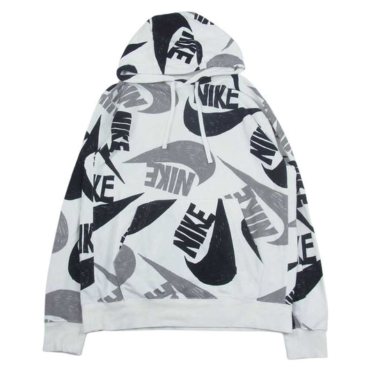 NIKE ナイキ DD1122-010 総柄 スウェット パーカー プルオーバー ホワイト系 L【中古】