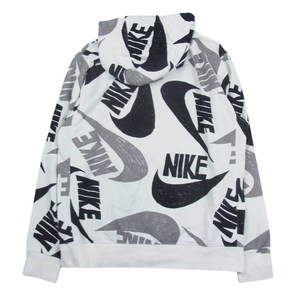 NIKE ナイキ DD1122-010 総柄 スウェット パーカー プルオーバー ホワイト系 L【中古】