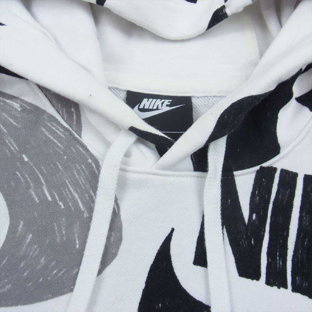 NIKE ナイキ DD1122-010 総柄 スウェット パーカー プルオーバー ホワイト系 L【中古】