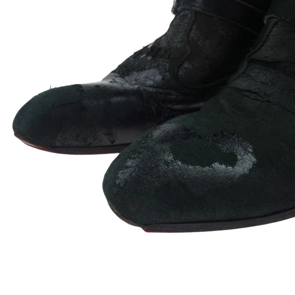 ヒロムタカハラ Deer skin Long Boots サイドジップ ディアスキン ロング ブーツ ブラック系 41.5インチ【中古】